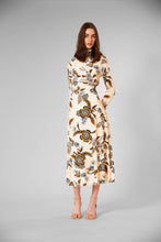 Load image into Gallery viewer, MIDI VELVET PRINTED DRESS W HIGH NECK
