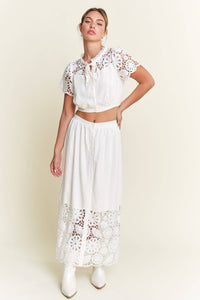 Lace Detail Button Down Long Skirt