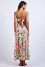 Load image into Gallery viewer, FLORAL OPEN BACK TIE TUBE MAXI DRESS
