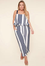 Load image into Gallery viewer, Yacht Club Stripe Ruffle Top - Curvy
