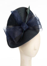 Load image into Gallery viewer, Derby Fascinator - Navy Bow
