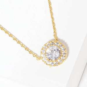 Gold-Dipped Round CZ Pendant Necklace