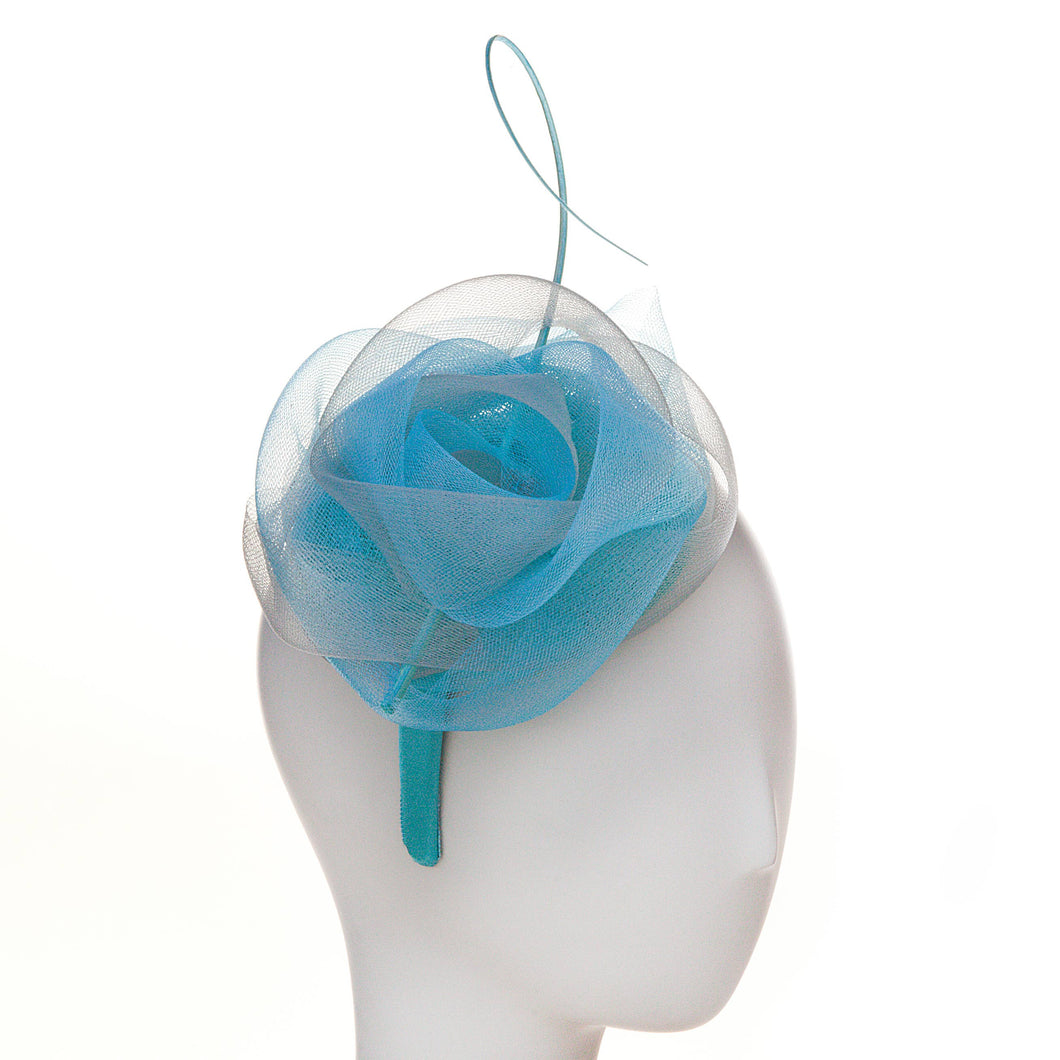 Derby Fascinator- Aqua Rosette