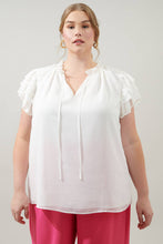 Load image into Gallery viewer, Montie Ruffle Tie Neck Blouse - Curvy
