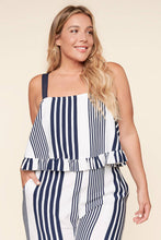 Load image into Gallery viewer, Yacht Club Stripe Ruffle Top - Curvy
