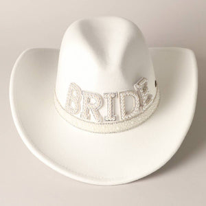 BRIDE Felt and Pearl Cowboy Hat