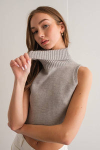 Alice Turtleneck Sleeveless Sweater - Taupe