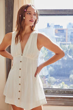 Load image into Gallery viewer, Lace Trimmed Linen Mini Dress
